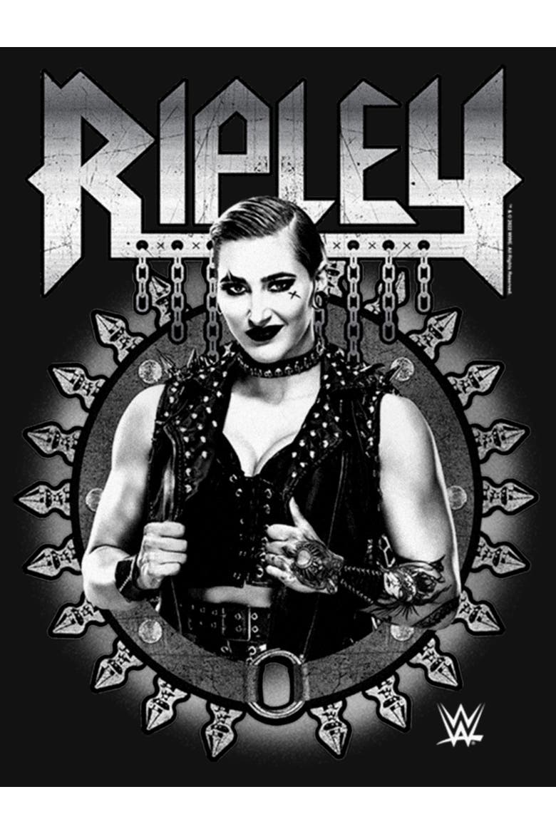 Girl's WWE Ripley Black and White Photo Graphic Tee, Alternate, color, Black