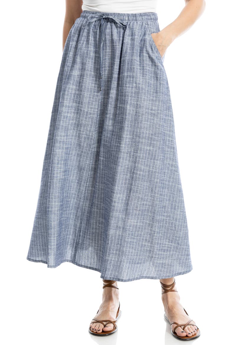 Drawstring Circle Skirt, Main, color, NAVY/ WHITE PIN STRIPE