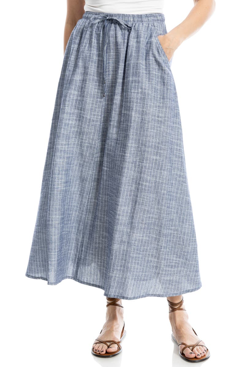 MAX STUDIO Drawstring Circle Skirt, Main, color, Navy/ White Pin Stripe