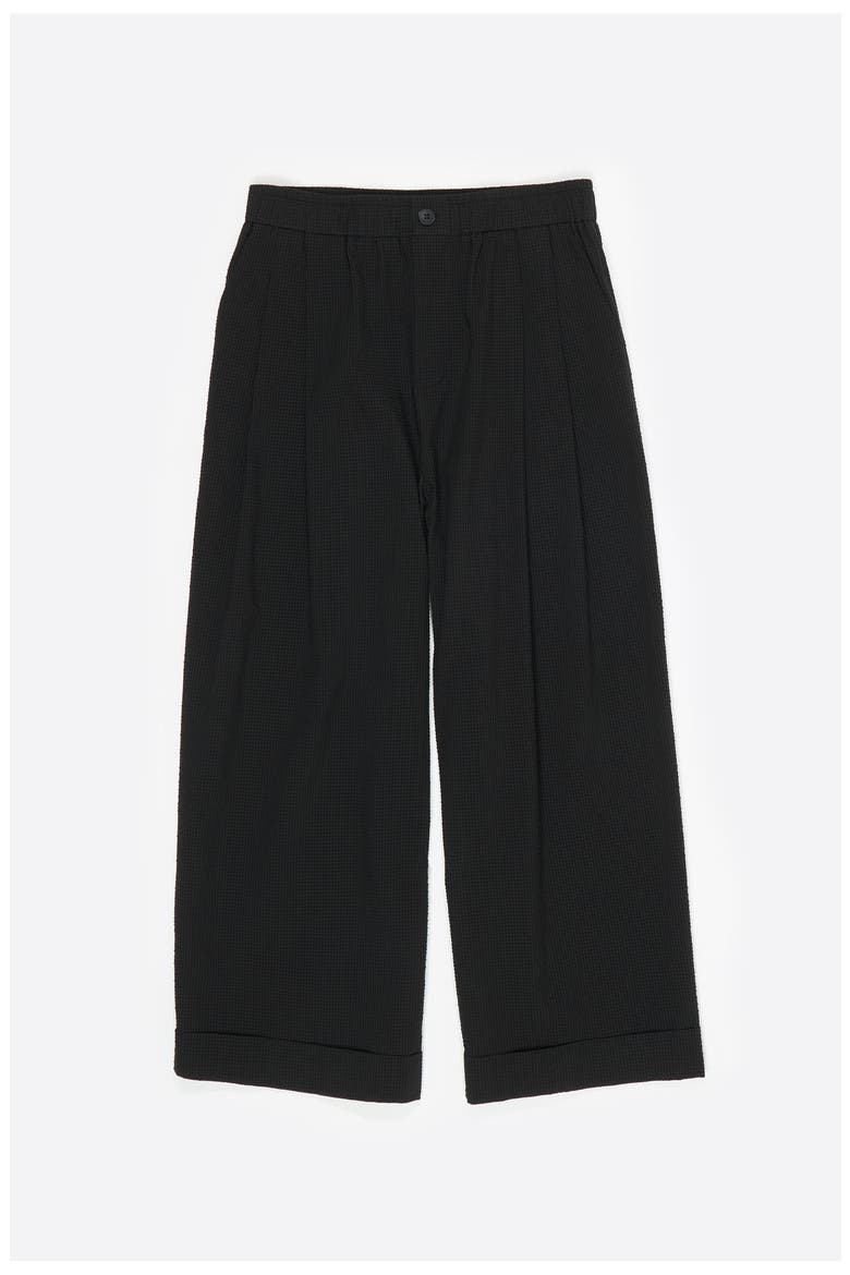 Textured Bell-Bottom Trousers, Alternate, color, BLACK