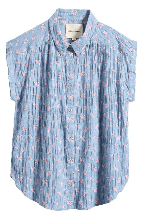 Floral Stretch Cotton Button-Up Shirt