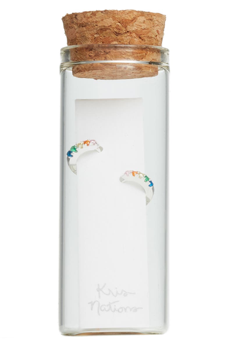 Kris Nations Rainbow Pavé Huggie Hoop Earrings, Alternate, color, 