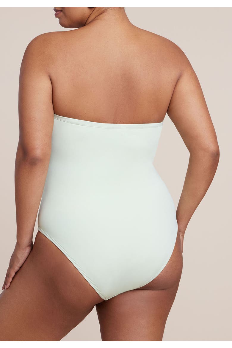 Crossover Strapless One Piece, Alternate, color, SEA CREST