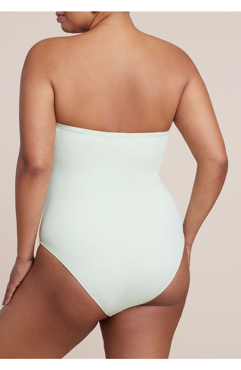 ELOQUII Crossover Strapless One Piece, Alternate, color, Sea Crest