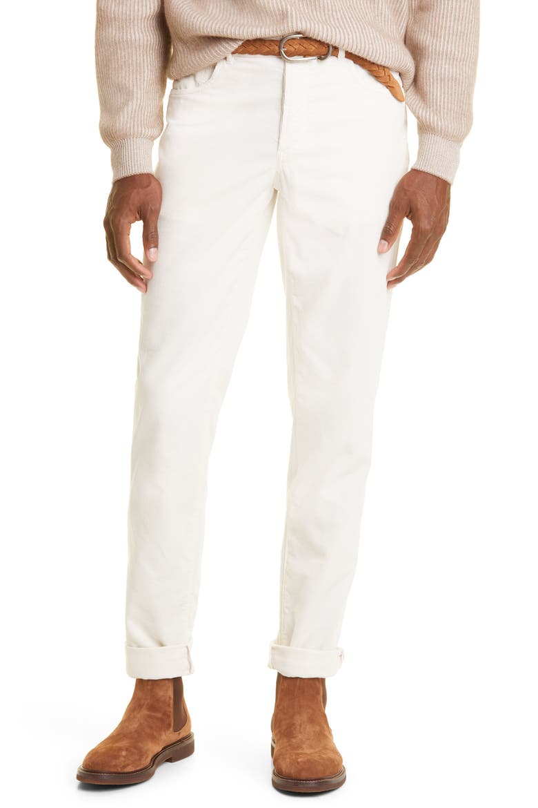 Fine Wale Cotton Corduroy Pants, Main, color, OFF WHITE