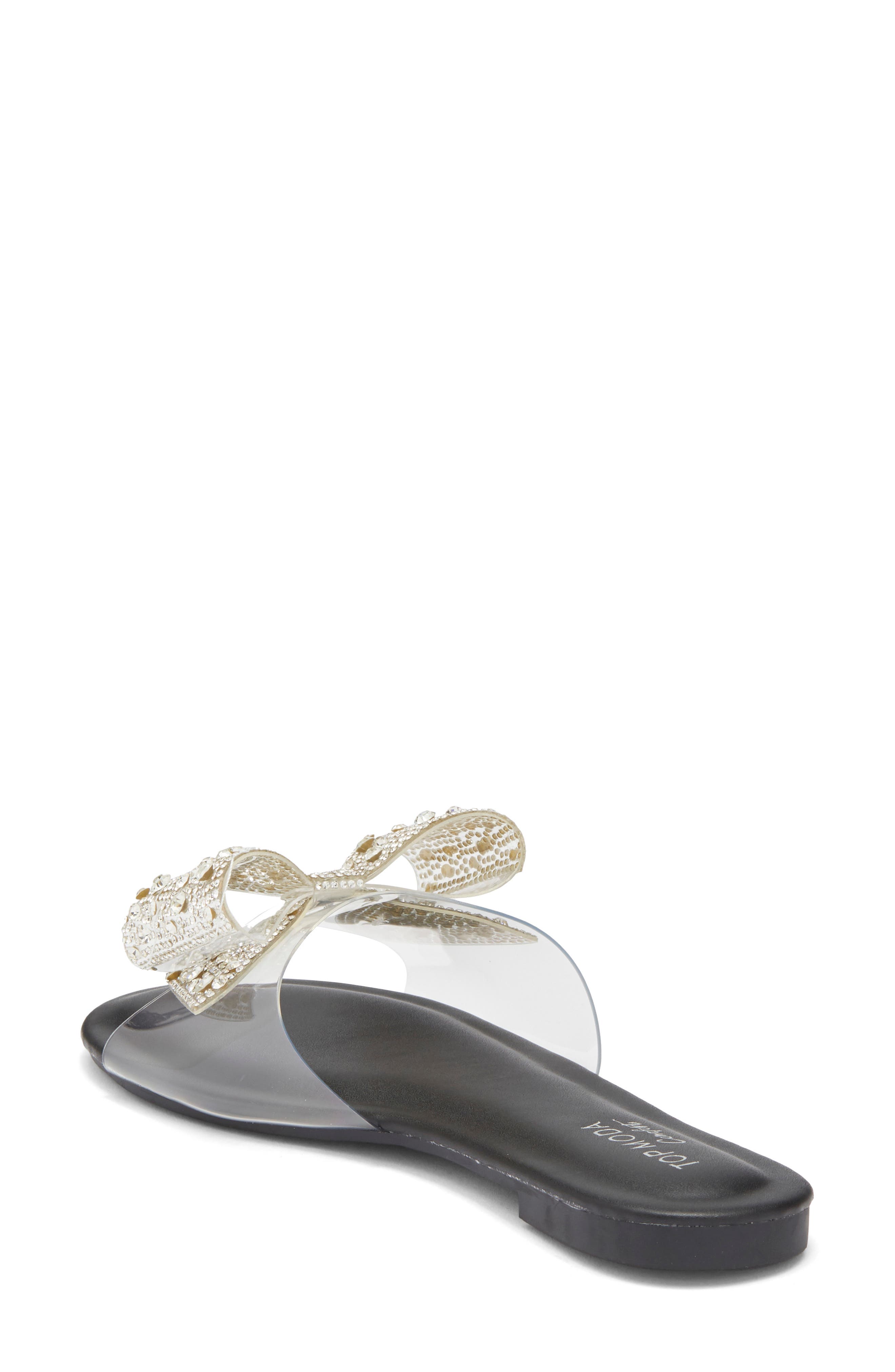 TOP MODA Peach Bow Slide Sandal, Alternate, color, Black