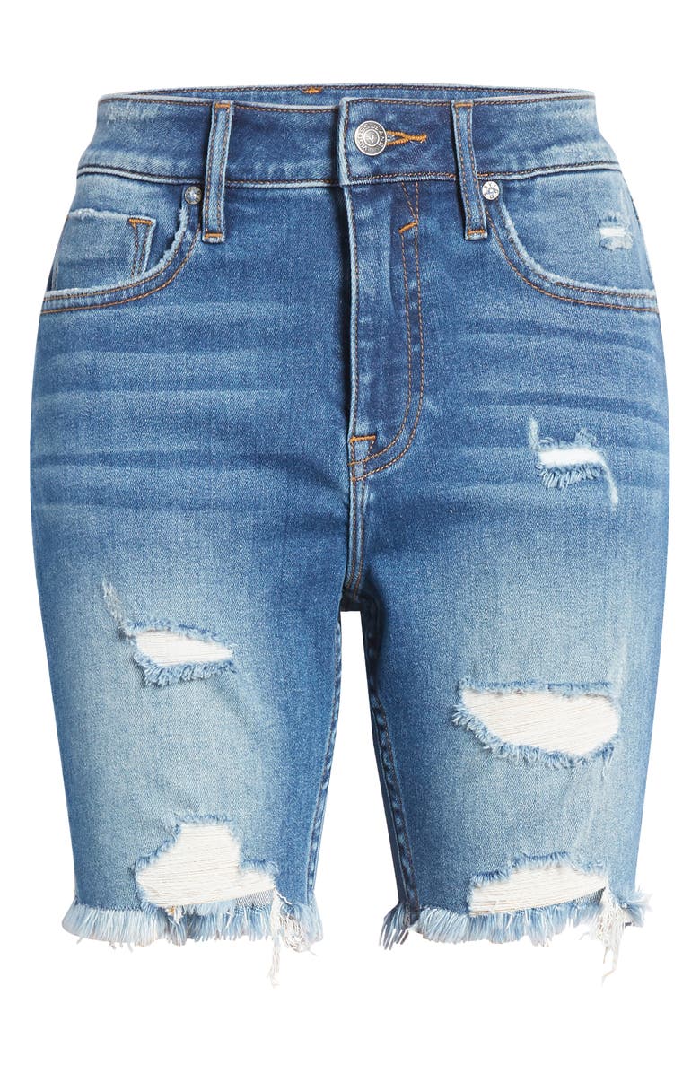 Vigoss Ace Ripped High Waist Denim Bermuda Shorts, Alternate, color,