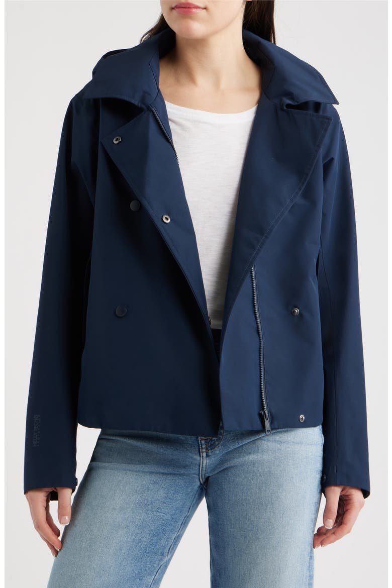 Avenue Waterproof Short Trench Coat, Alternate, color, 597 NAVY
