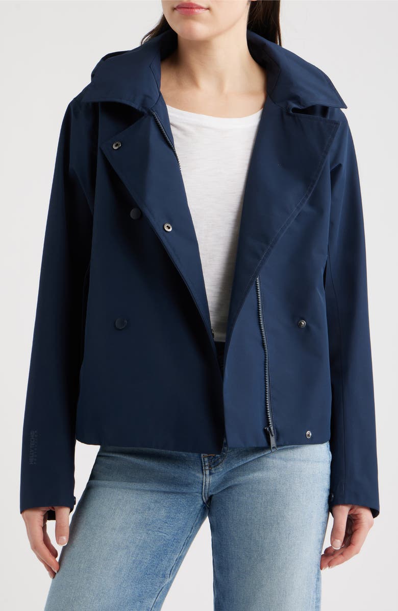 Helly Hansen Avenue Waterproof Short Trench Coat, Alternate, color, 597 Navy