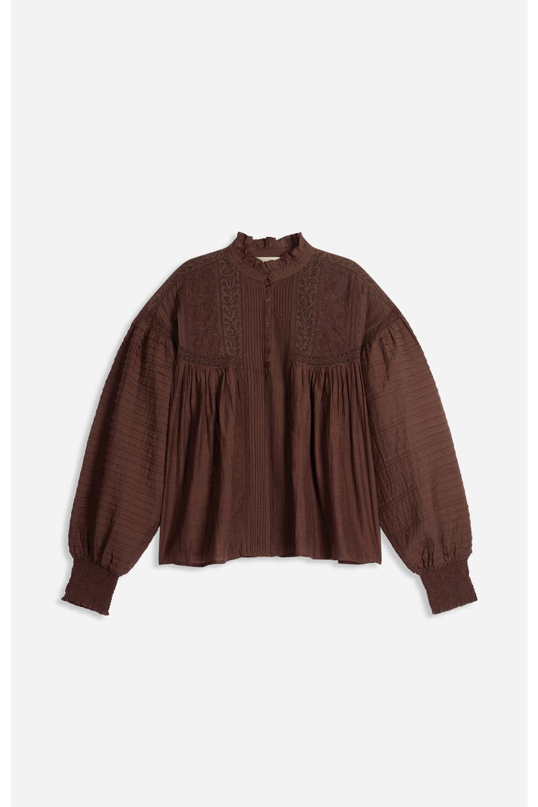 Dahlia High Neck Lace Blouse, Alternate, color, Marron