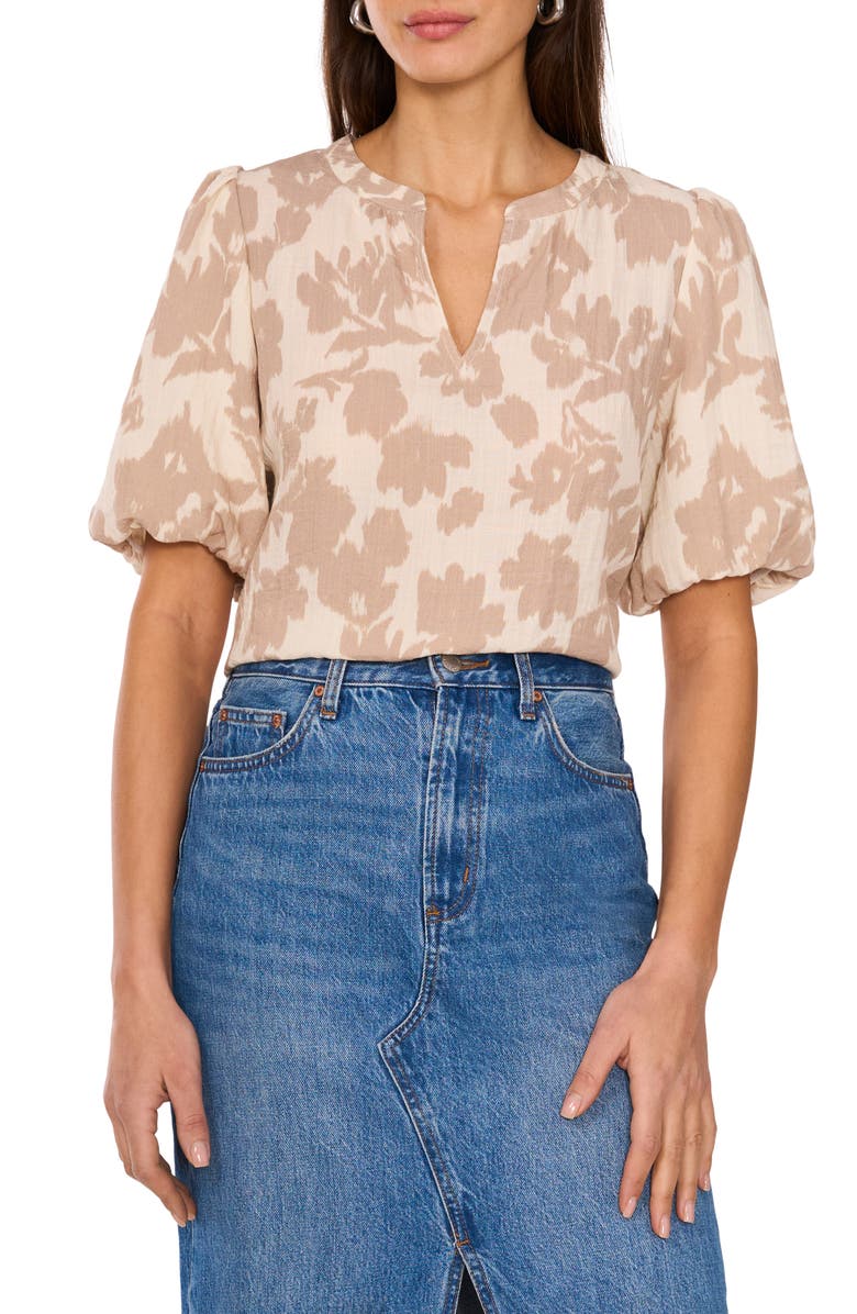 Vince Camuto Organdy Puff Sleeve Top, Main, color, 