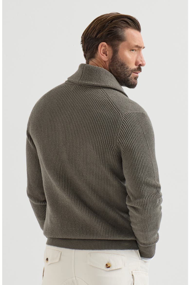 Malfilé cotton English rib cardigan, Alternate, color, Military