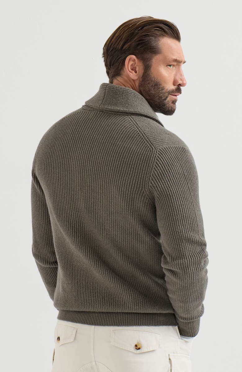 Brunello Cucinelli Malfilé cotton English rib cardigan, Alternate, color, Military