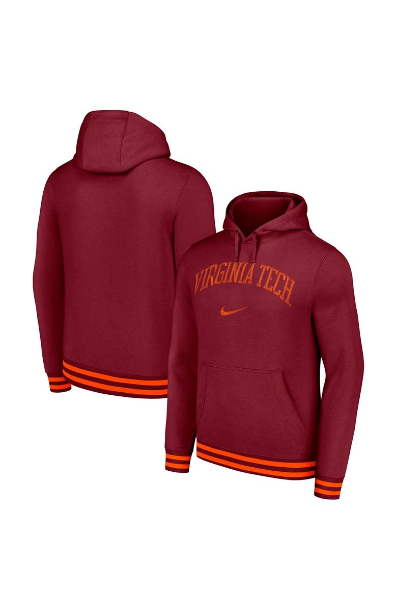 Nike Men's Nike Maroon Virginia Tech Hokies Distressed Sketch Retro Fitted Pullover Hoodie, Main, color, 