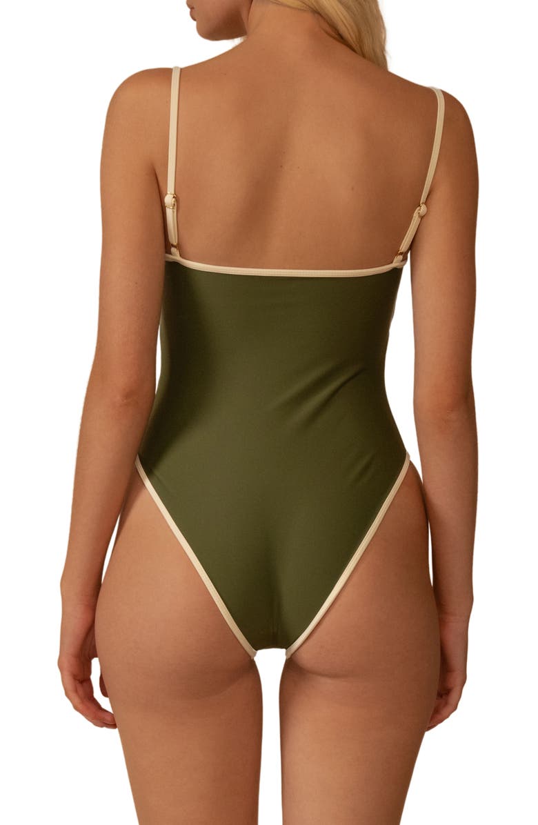 MONTCE Jacelyn Binded One-Piece Swimsuit, Alternate, color, Olive Cream Binded