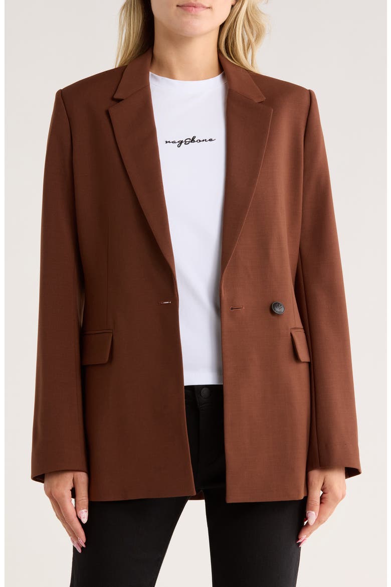 Roxanne Wool Blend Blazer, Main, color, DARK BROWN
