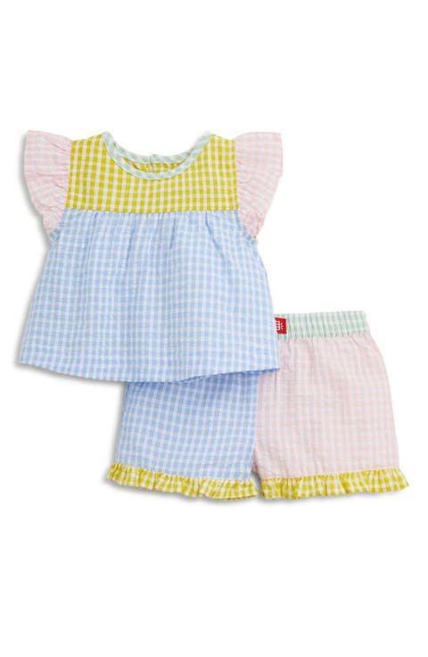Kids' Colorblock Gingham Cotton Seersucker Top & Shorts Set (Baby & Toddler)