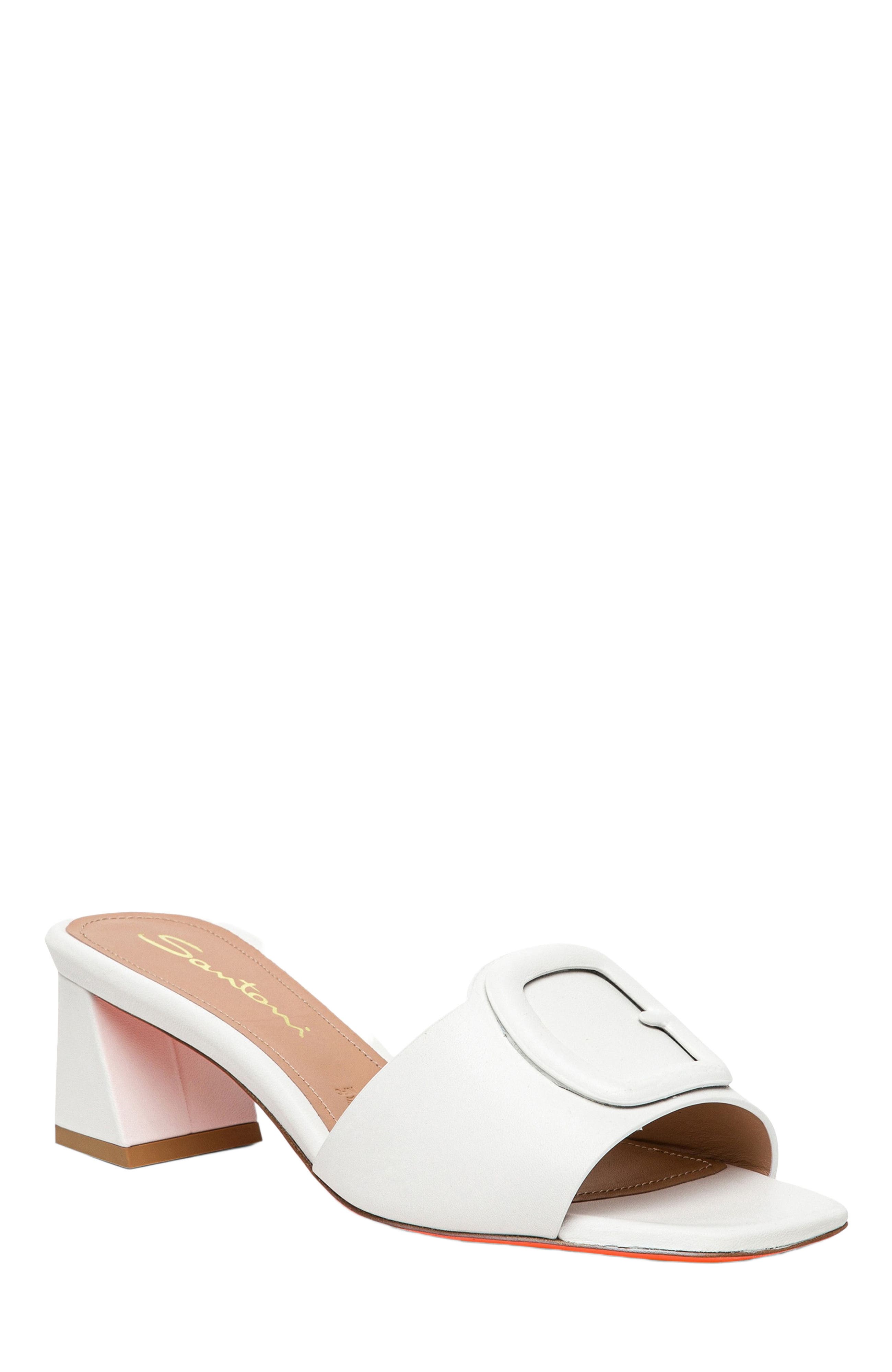 Santoni Women's mid-heel sandal, Alternate, color, White