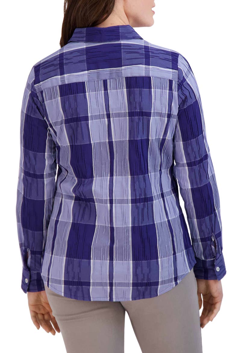 Zoey Plaid Cotton Blend Button-Up Shirt, Alternate, color, BLUE IRIS