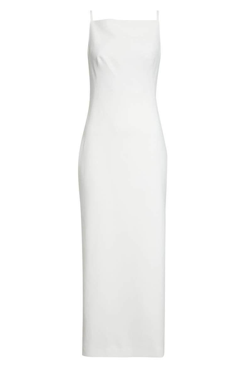 Sliced Crepe Cady Column Dress, Alternate, color, IVORY
