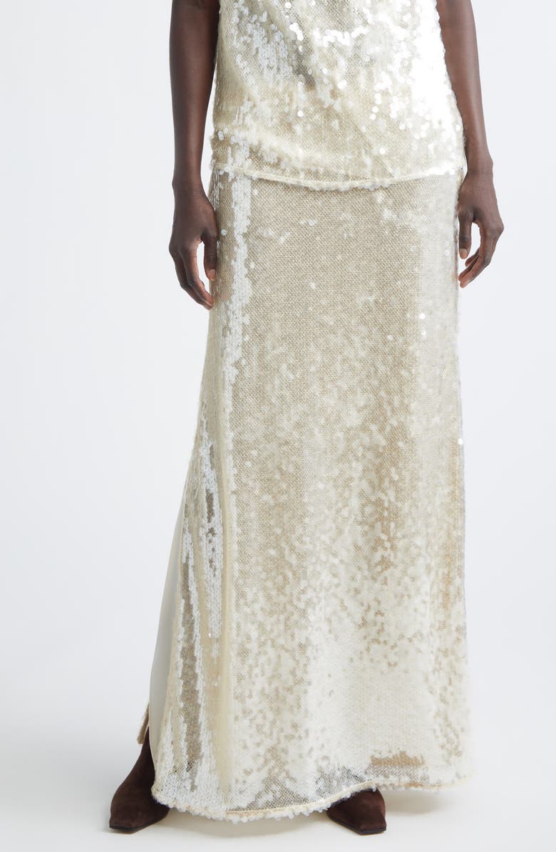 Altuzarra Linnie Sequin Skirt, Main, color, Macadamia