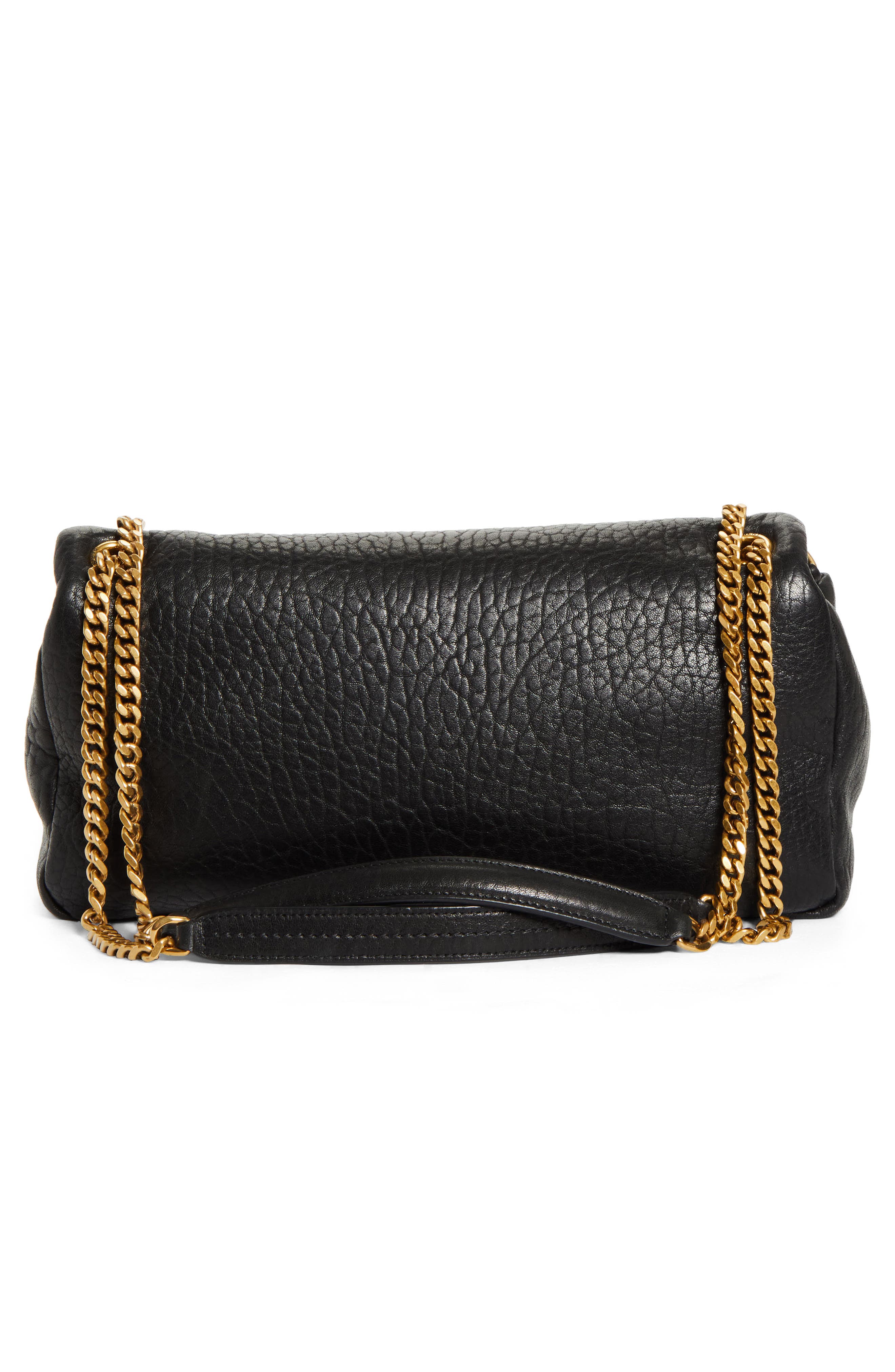 Saint Laurent Medium Calypso Leather Shoulder Bag, Alternate, color, Noir