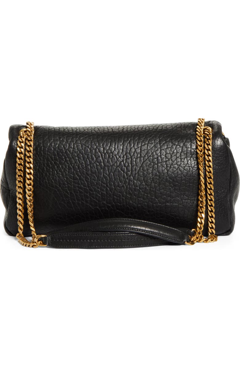 Saint Laurent Medium Calypso Leather Shoulder Bag, Alternate, color, Noir