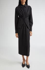 SPORTMAX Pirania Ruched Long Sleeve Midi Shirtdress
