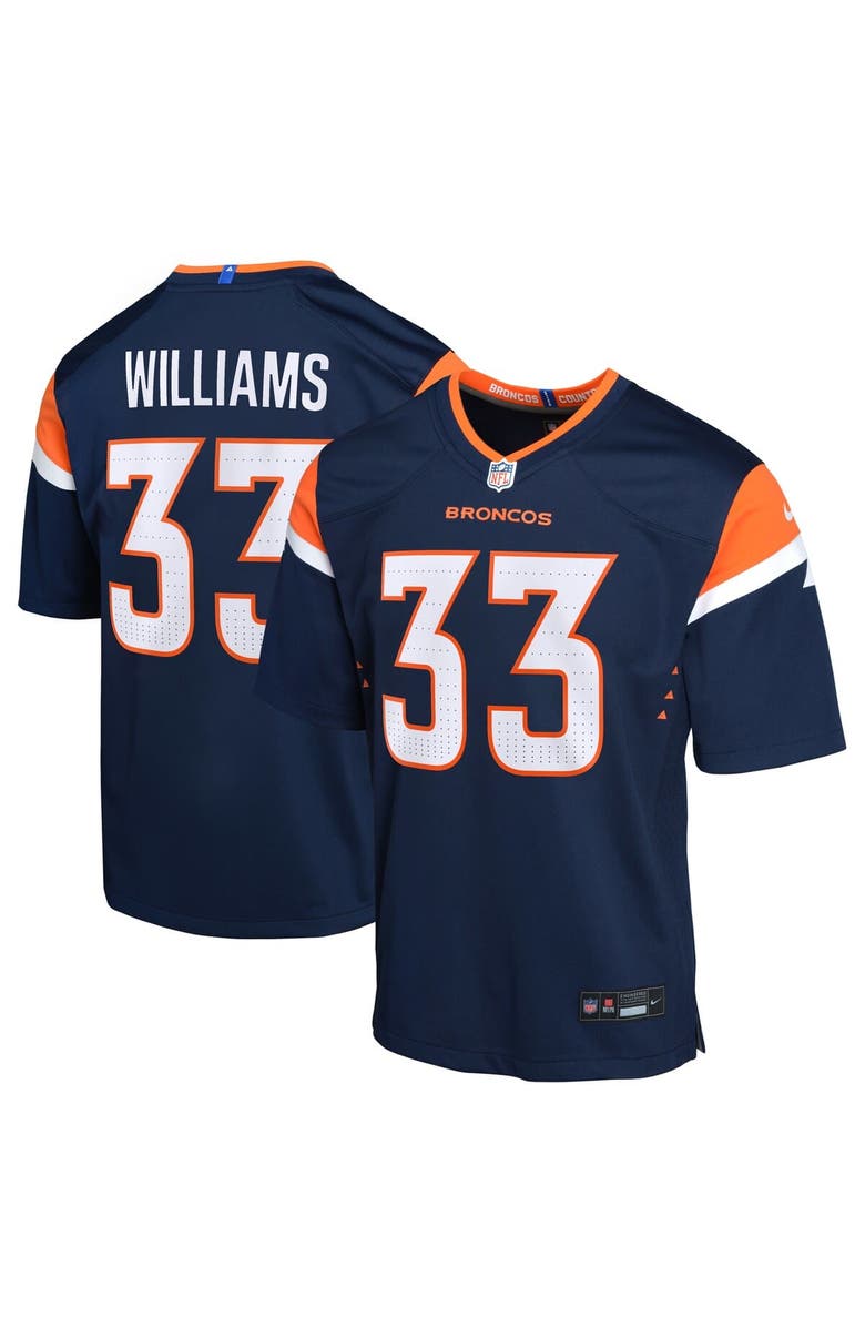 Nike Youth Nike Javonte Williams Navy Denver Broncos Mile High Collection Game Jersey, Main, color, Navy