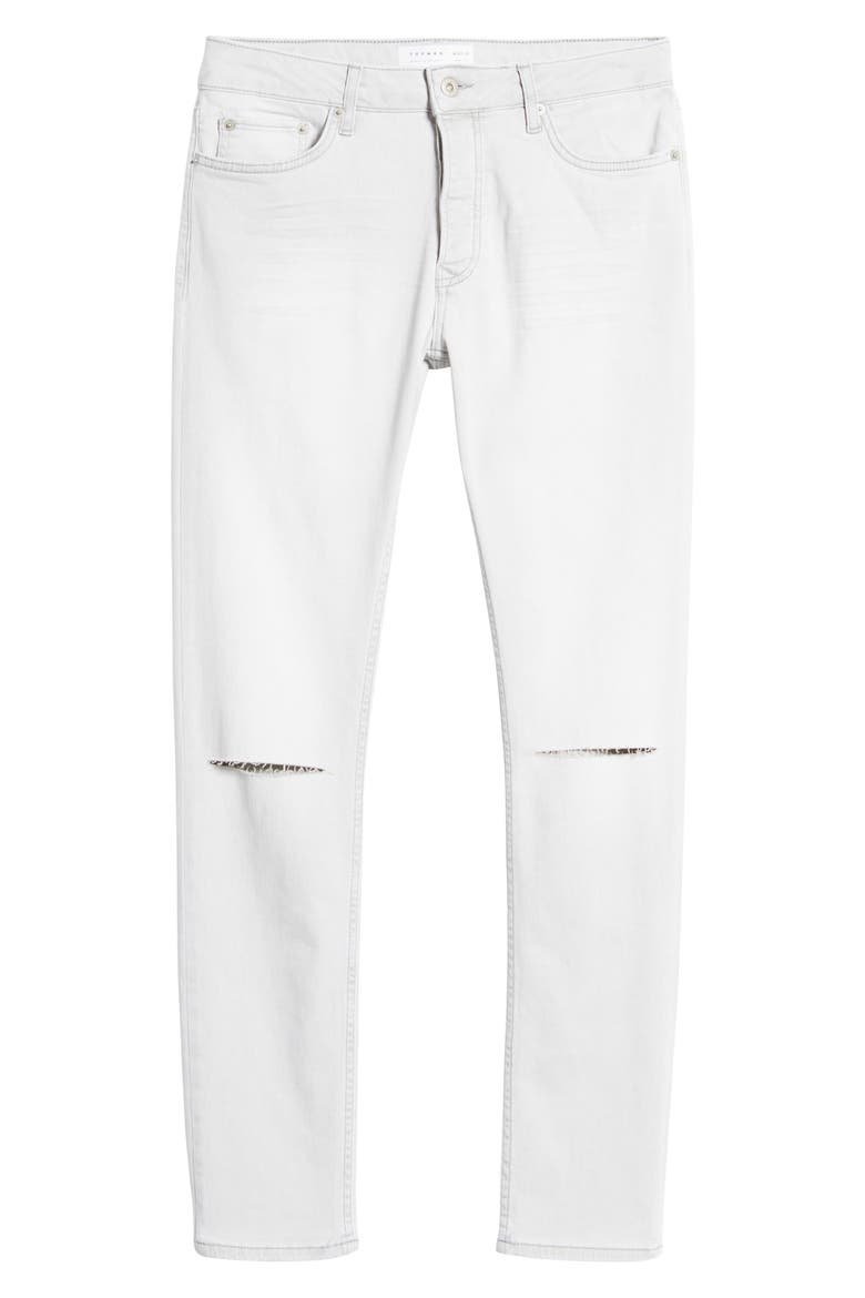 Knee Rip Stretch Skinny Jeans, Alternate, color, LIGHT GREY