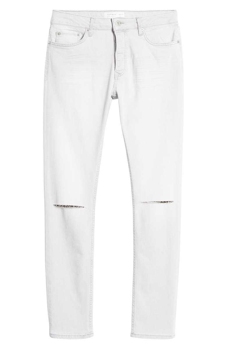 Topman Knee Rip Stretch Skinny Jeans, Alternate, color, 