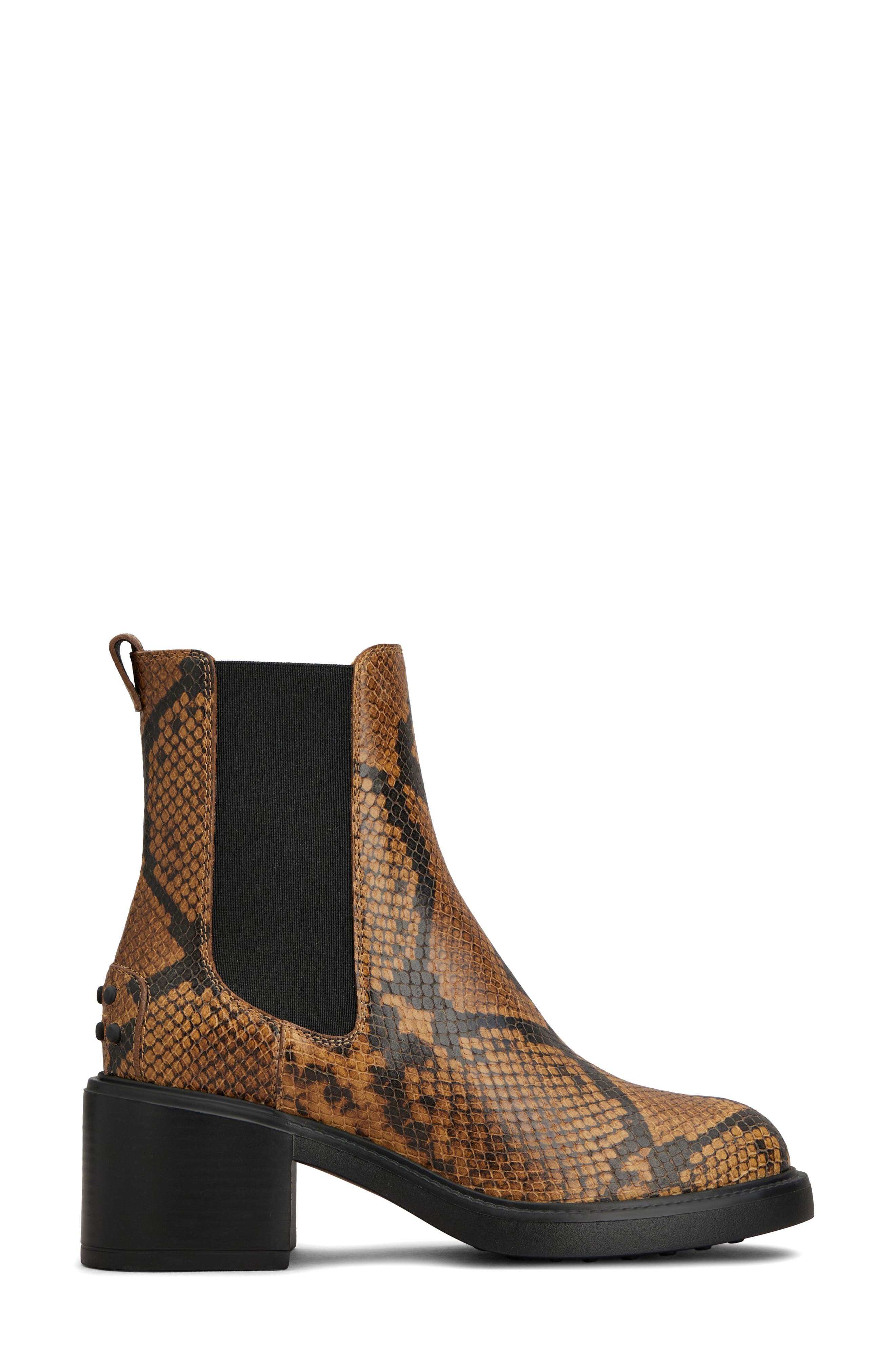 Snakeskin Embossed Leather Chelsea Boot, Alternate, color, MARRONE CHIARO