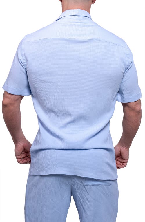 Maceoo Everyday Sky Blue Short Sleeve Button-up Shirt