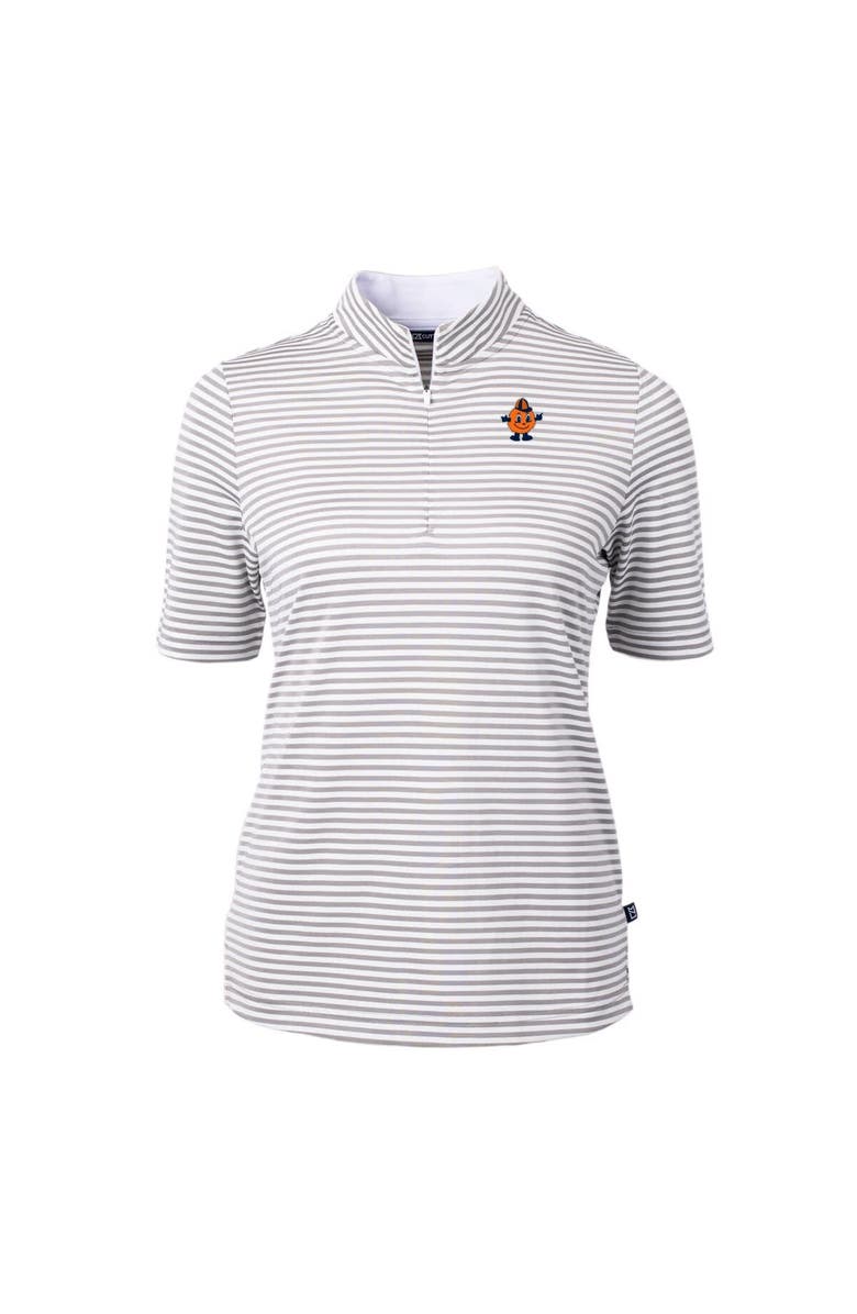 Cutter & Buck Women's Cutter & Buck  Gray Syracuse Orange Vault DryTec Virtue Eco Pique Stripe Recycled Top, Alternate, color, 