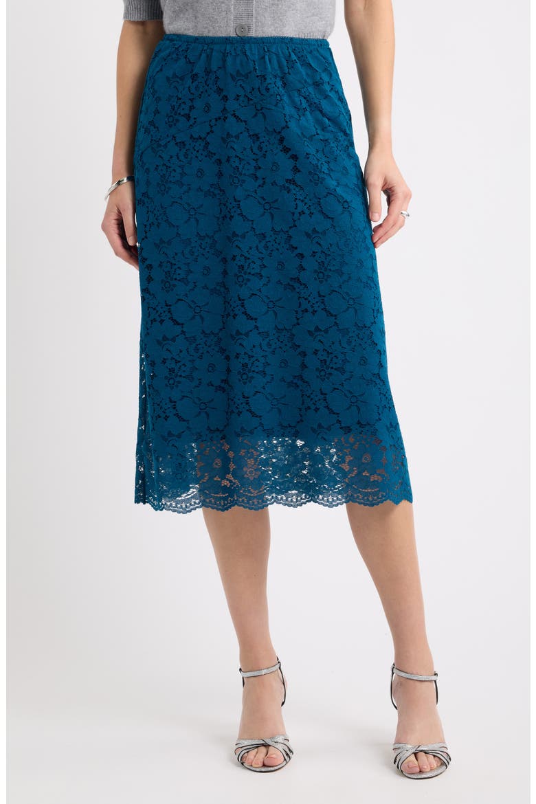 Lace Midi Skirt, Main, color, BLUE POSEIDON