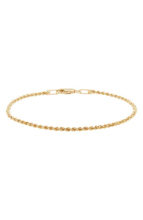 14K Gold Rope Chain Bracelet