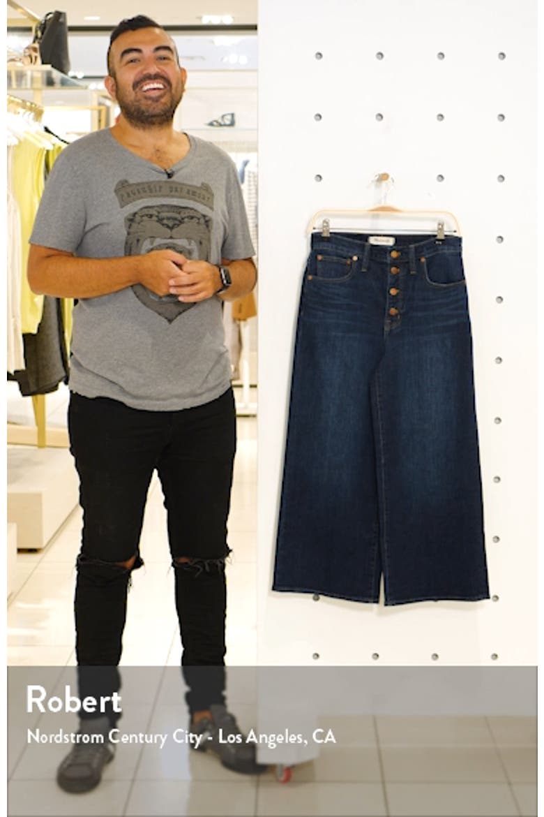 Button Front Wide Leg Crop Jeans video