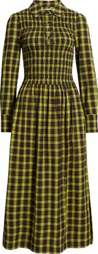 Damson Madder Hazel Plaid Long Sleeve Organic Cotton Dress