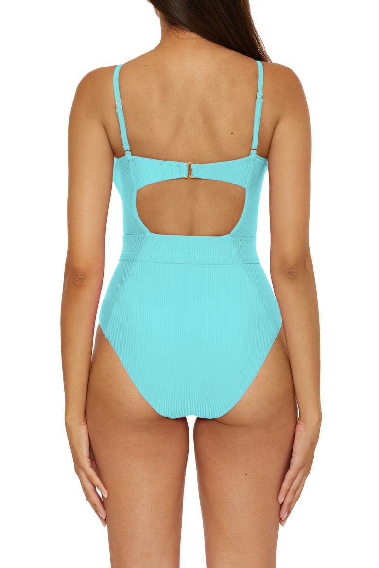 Monte Carlo Belted Rib One-Piece Swimsuit, Alternate, color, OASIS