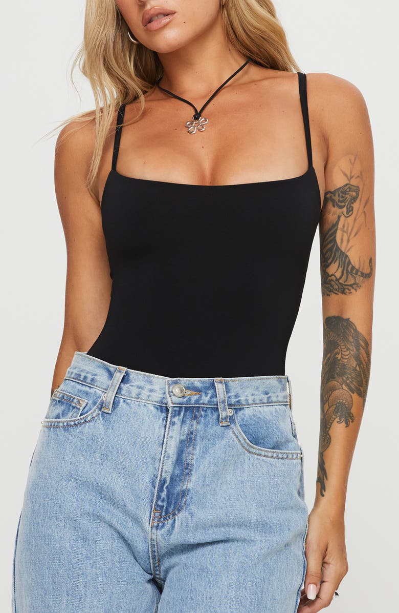 Princess Polly Off Stage Bodysuit, Main, color, Black