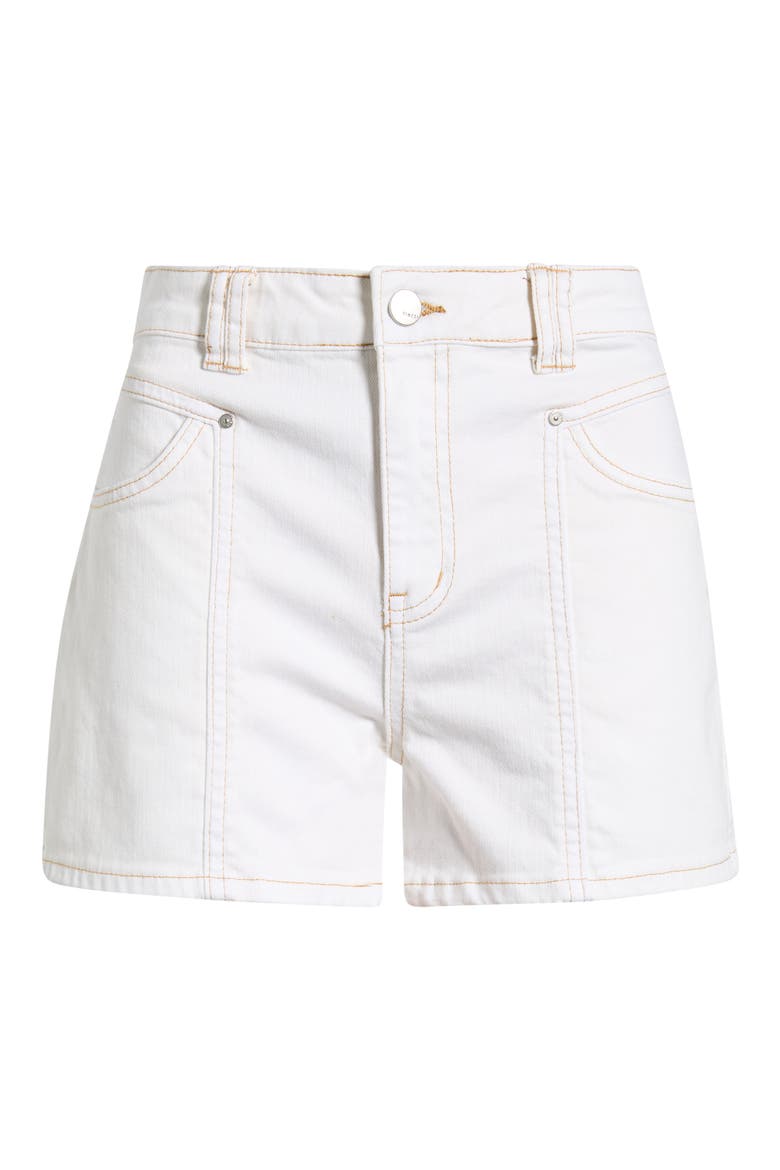 Seamed Stretch Denim Shorts, Alternate, color, ECRU