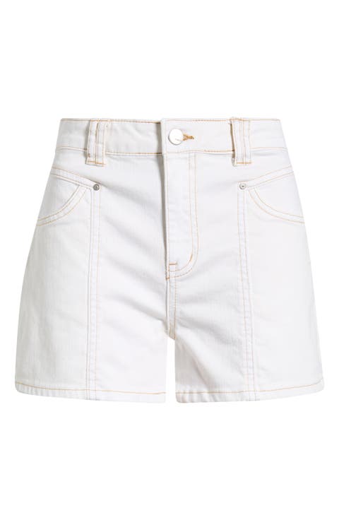 Seamed Stretch Denim Shorts