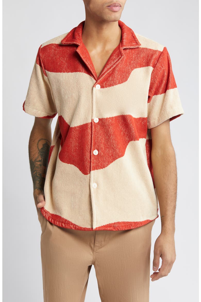 Amber Dune Terry Cloth Camp Shirt, Main, color, TERRACOTTA