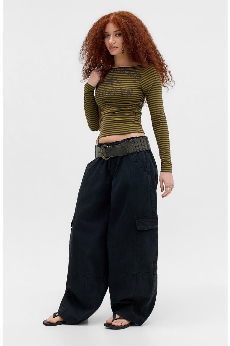Slash Striped Graphic Long Sleeve Top, Alternate, color, GREEN STRIPE