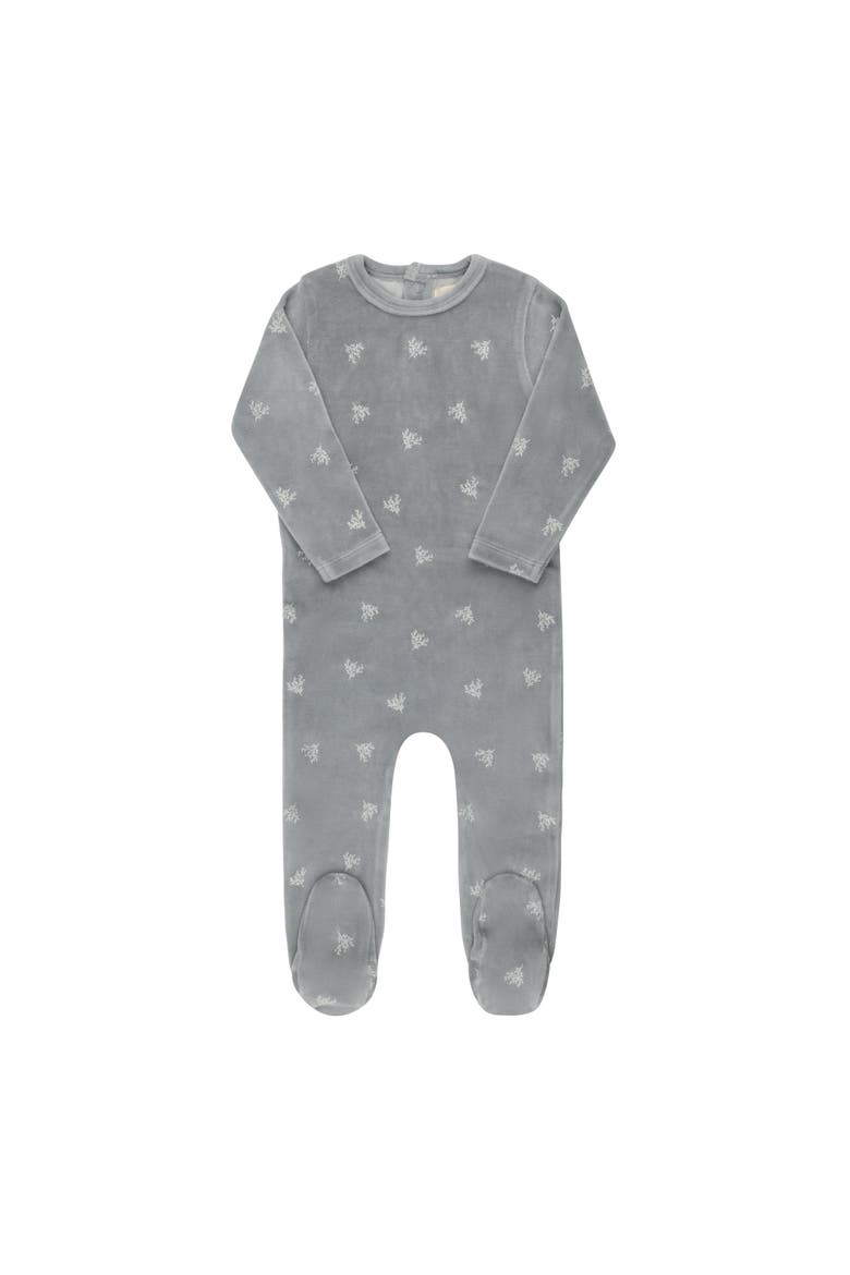 Velour Leaf Pattern Collection - Footie, Main, color, Blue