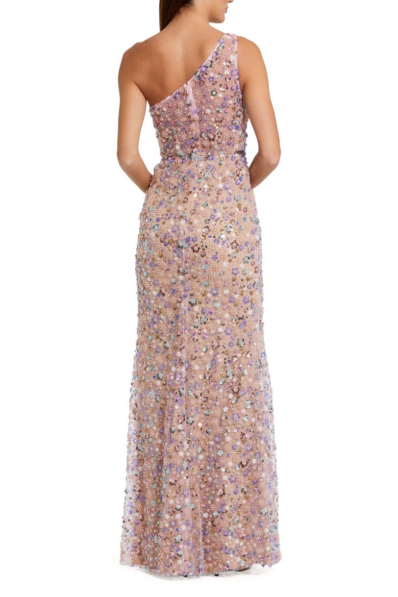 Floral Embellished One Shoulder Column Gown, Alternate, color, Pink Multi