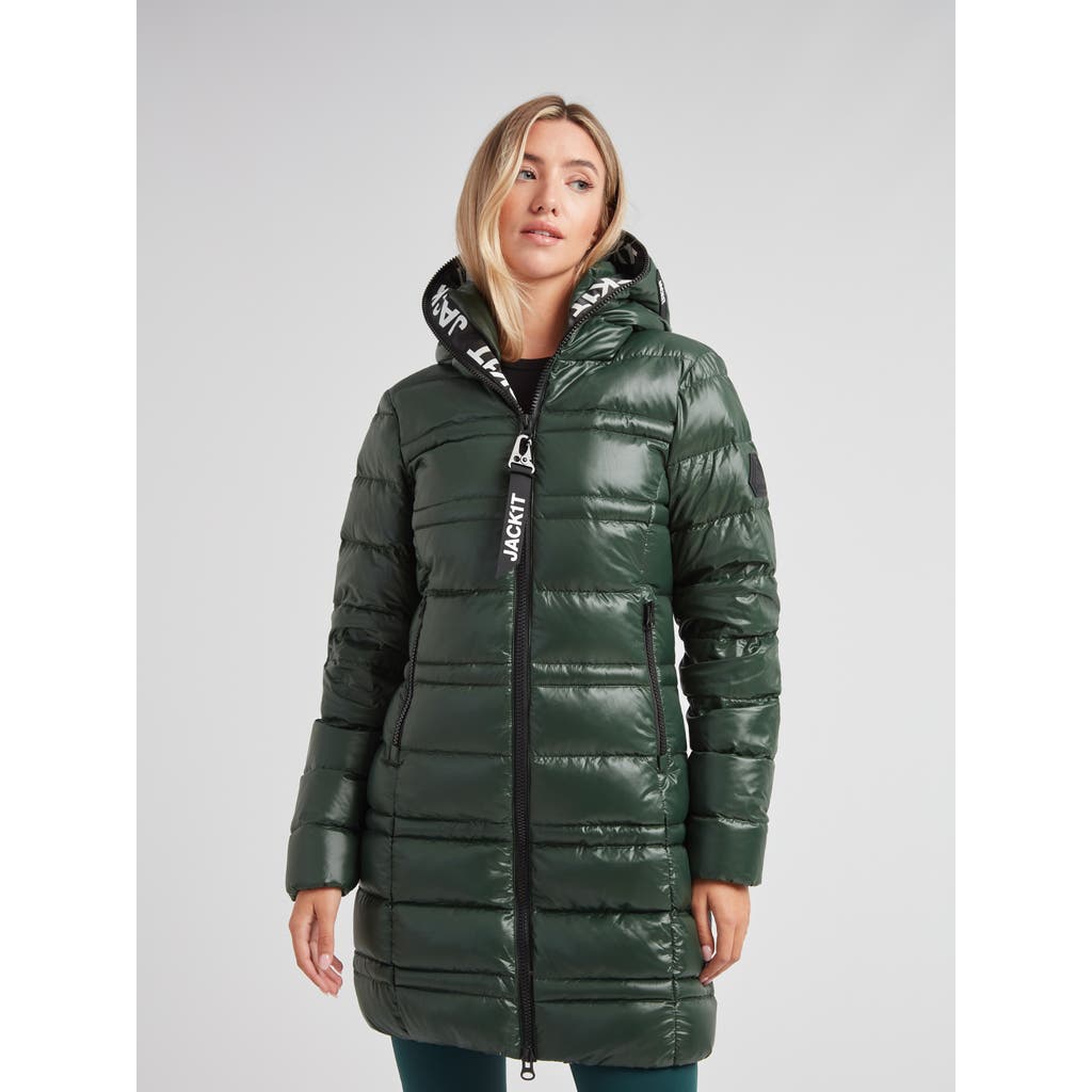 Jack1t R4d Tramline Hooded Puffer Coat In Green
