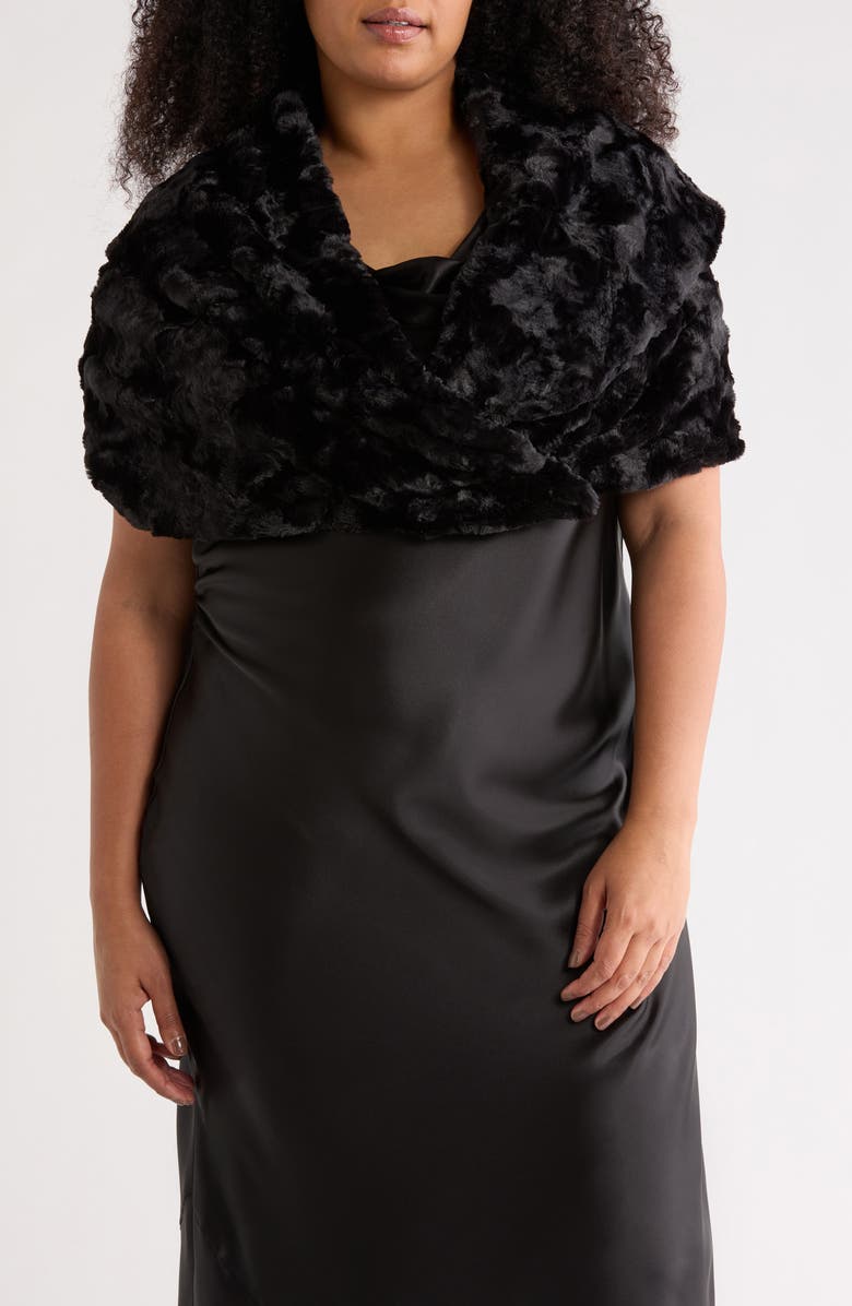 Eliza J Shawl Collar Faux Fur Capelet, Main, color, Black