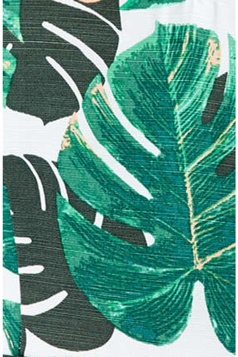 Palm Print Notched Neck Romper, Alternate, color, GREEN