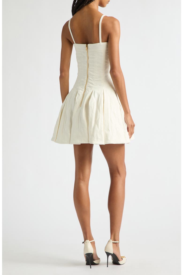 Quilted Denim Bustier Skater Minidress, Alternate, color, OFF WHITE